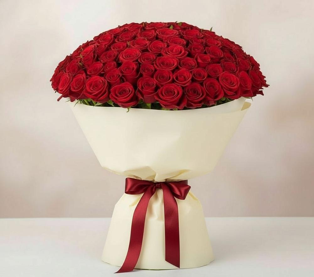 Букет 101 Красная роза Милано в Хасавюрте