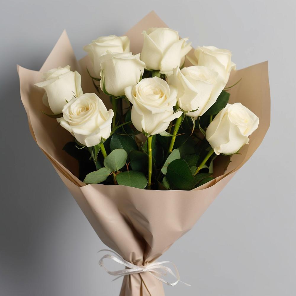 Букет 9 Белых роз Эдлесс Лав в Хасавюрте