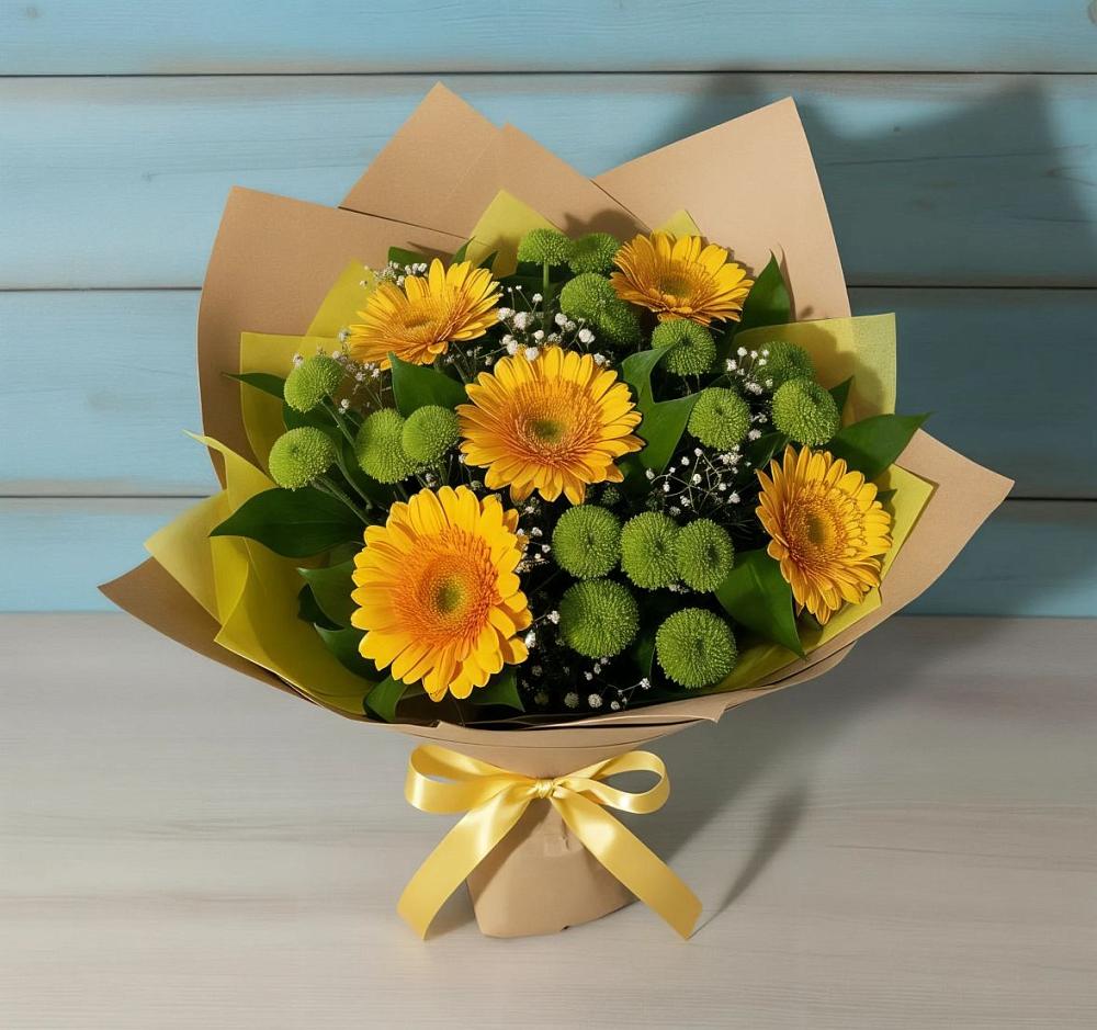 Букет цветов из: Герберы и Хризантемы в Хасавюрте