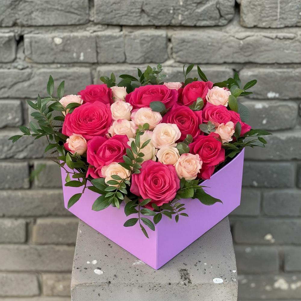 Цветочная композиция из Розы в коробке в Хасавюрте