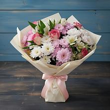 Букет цветов из:  Хризантемы, Альстромерии и Розы в Хасавюрте