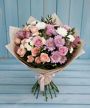 Букет цветов из:  Хризантемы, Розы и Альстромерии #REPLACE_PRED# Хасавюрте